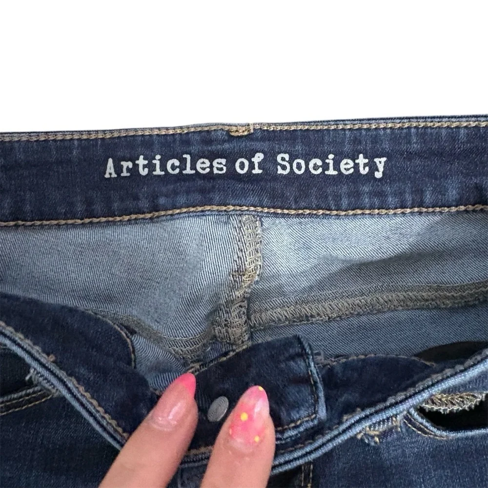 Articles of Society Women's Blue Denim Skinny Jeans | Dark Wash | Cotton | 25 - Picture 3 of 5